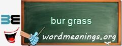 WordMeaning blackboard for bur grass